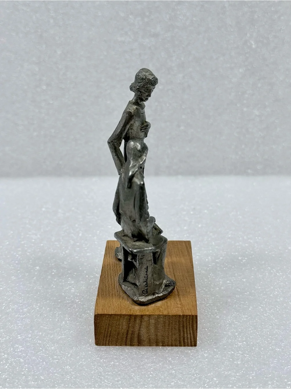 Vintage Holly Family Peltro Hand Chiseled Italian Pewter Signed